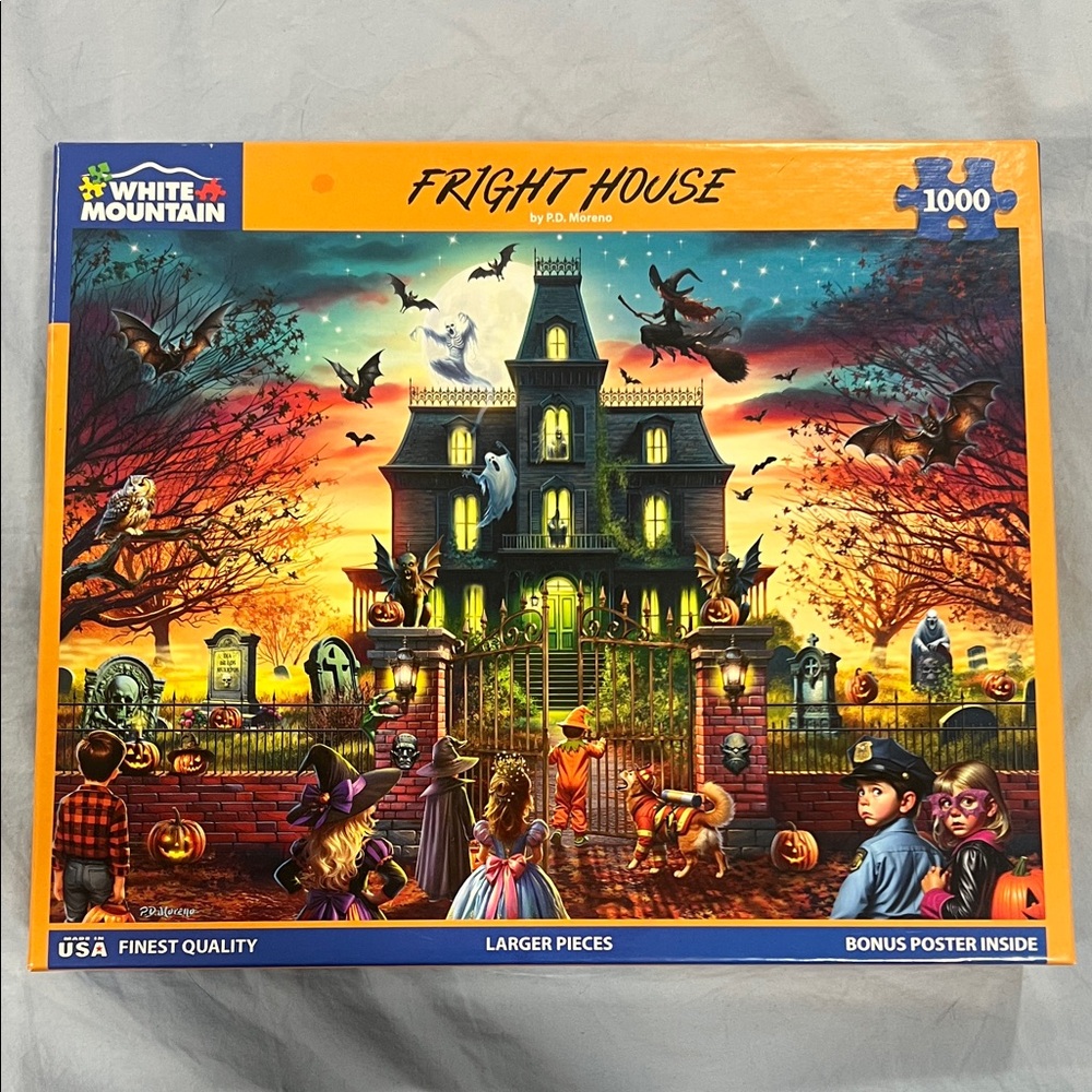 White Mountain Fright House Puzzle - Vibrant Orange and Black